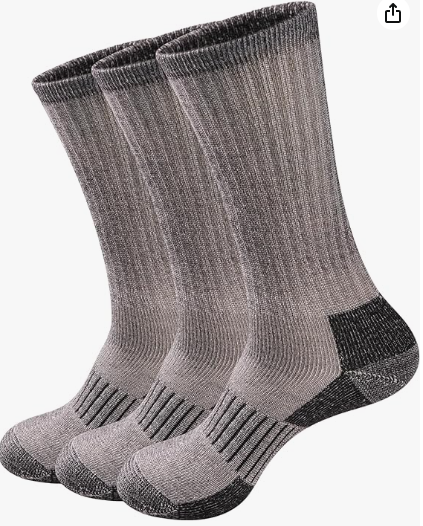 Men's 3 Pairs Merino Wool Mid Weight Hiking Socks, Cozy Warm Socks for Outdoor Cushioning Crew and Micro Crew Length