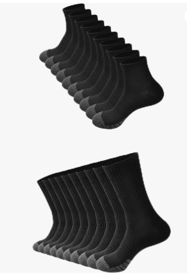 Work Athletic Socks Pack (Black, 10-13)