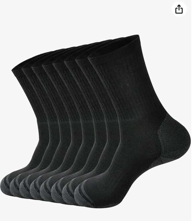 Men's Work Boots Athletic Running Crew Socks, Dry-Tech Moisture Wicking Heavy Cushion 8 Pairs